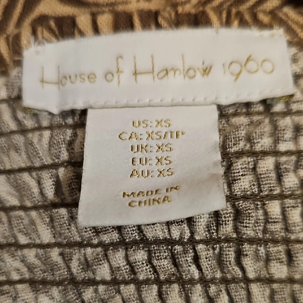 House of Harlow Square Neck Puff Sleeve Mini Dress in Brown Swirl Print - Picture 10 of 13